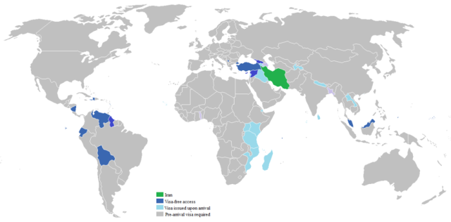  شهروندان ایرانی می توانند به ۴۵ کشور جهان بدون نیاز به ویزا یا با اخذ ویزا به محض ورود سفر کنند